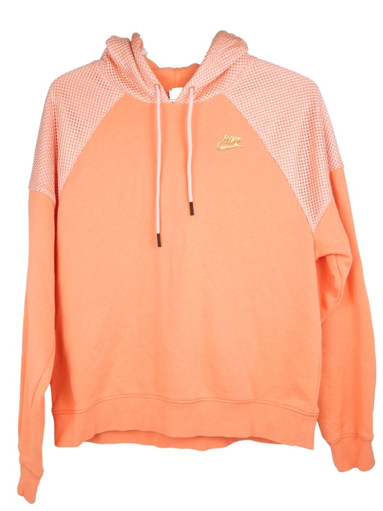 Nike Tops - Nike Women’s Peach Orange Mesh Shoulder Hoodie Gold Logo Size Medium